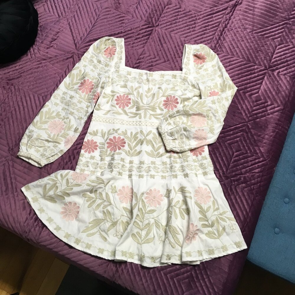 Antonio Melani Judy Floral Embroidered Square Neck A-Line Dress